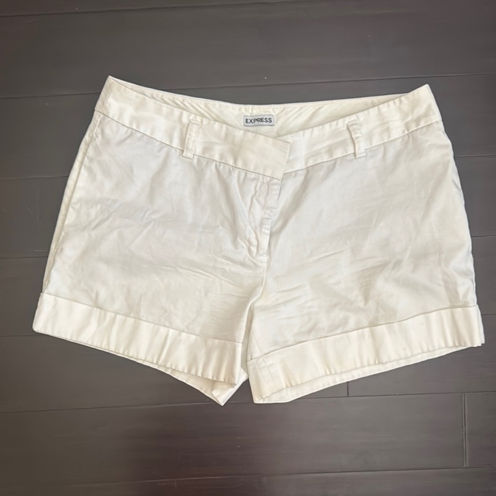 Express White Bermuda Shorts Tailored Cotton Blend